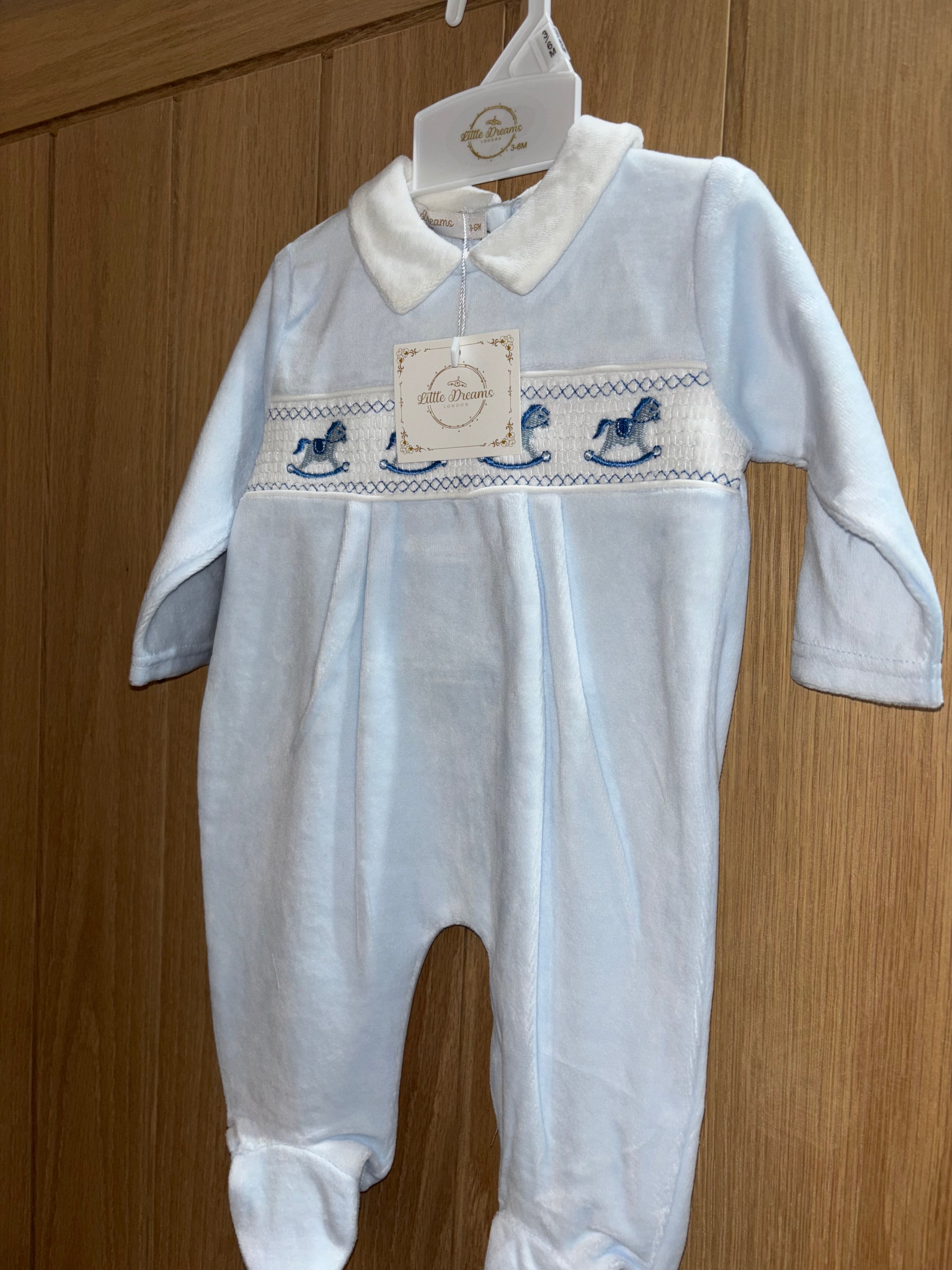 Boys rocking horse baby grow