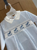Boys rocking horse baby grow