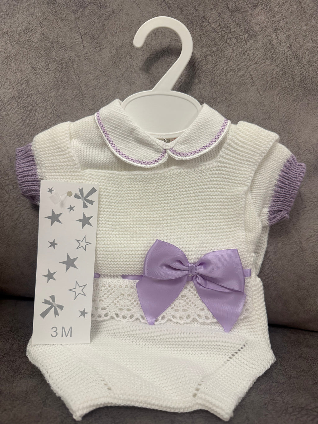 Purple bow romper