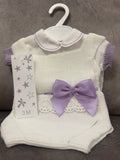 Purple bow romper