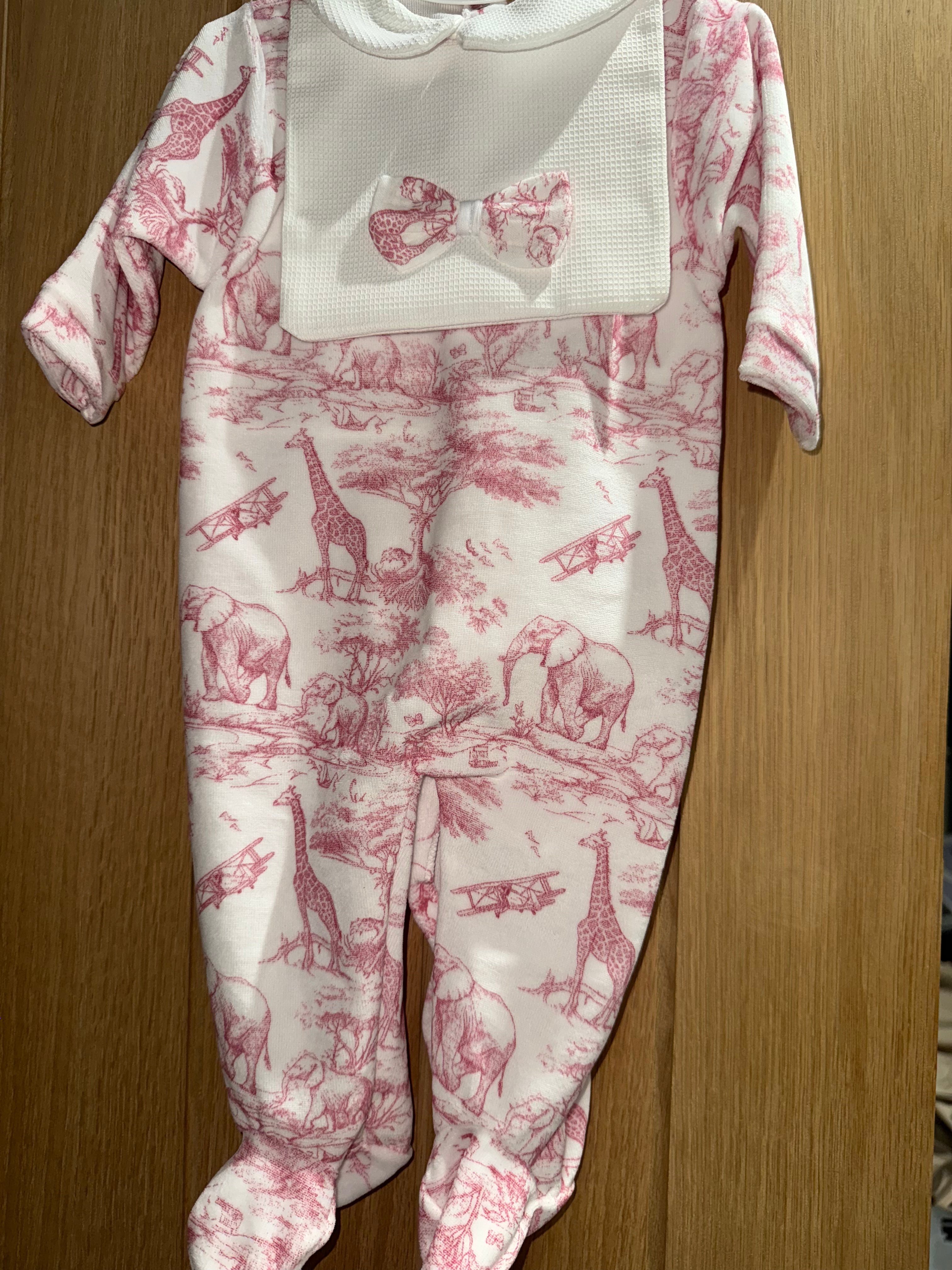 Girls safari print baby grow