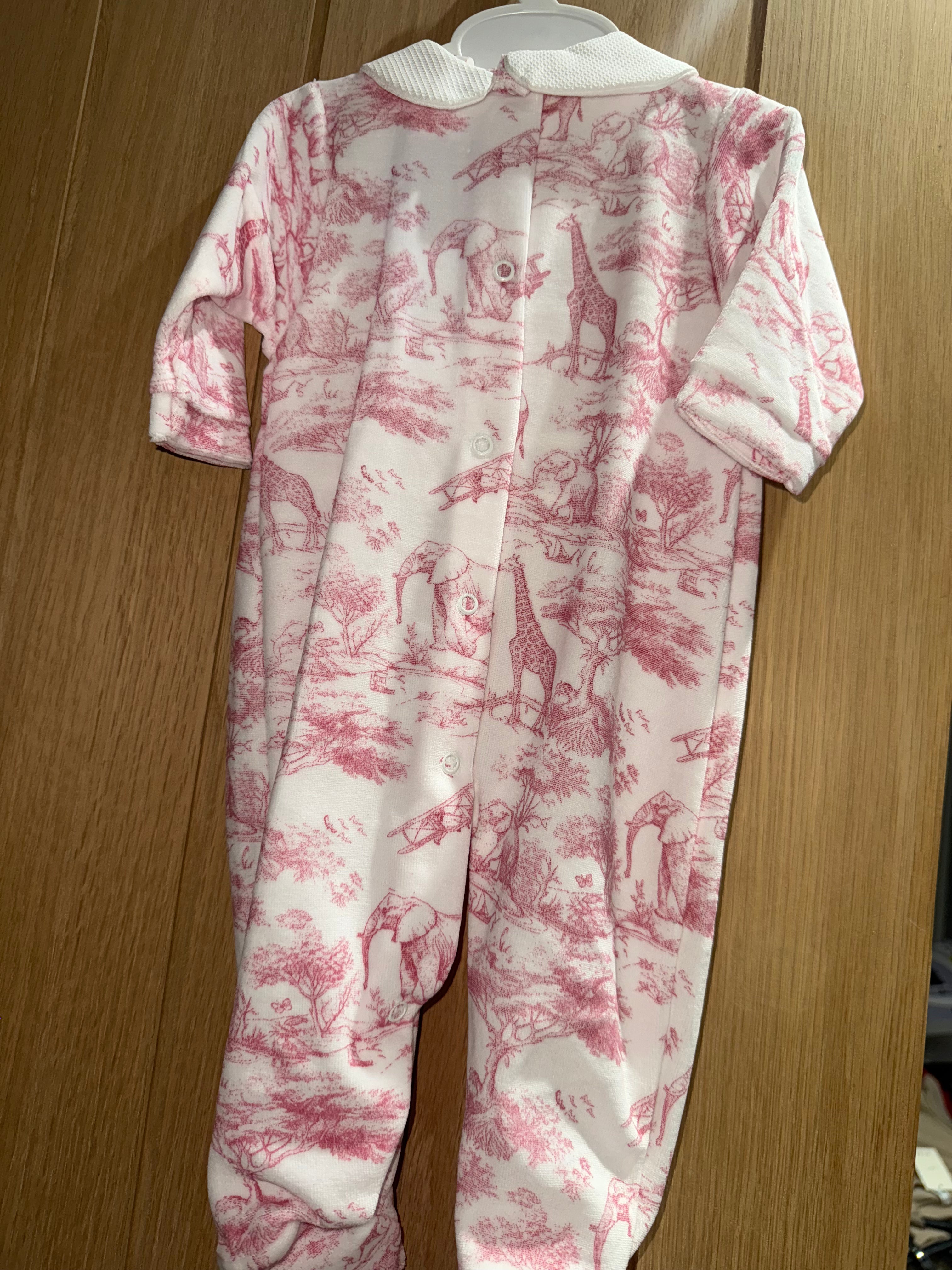 Girls safari print baby grow